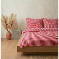 Seersucker Bettwäsche 155x220 cm aus 100% Baumwolle – Rot/Weiß kariert