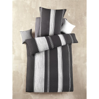 Seersucker Bettwäsche 135x200 cm aus 100% Polyester – Streifen Silber Schwarz