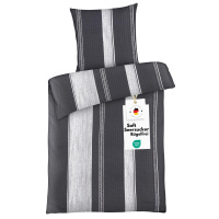 Seersucker Bettwäsche 135x200 cm aus 100% Polyester – Streifen Silber Schwarz