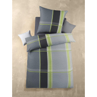 Seersucker Bettwäsche 135x200 cm aus 100% Polyester – Grau Grün kariert