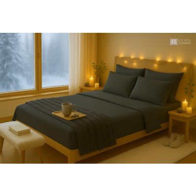 Feinbiber Spannbettlaken 180x200 cm aus 100% Baumwolle – Anthrazit