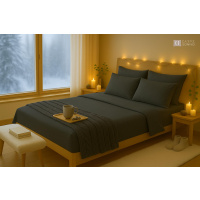 Feinbiber Spannbettlaken 180x200 cm aus 100% Baumwolle – Anthrazit