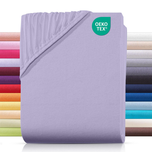 Jersey Spannbettlaken 140x200 cm aus 100% Baumwolle – Flieder