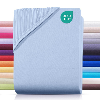 Jersey Spannbettlaken 200x200 cm aus 100% Baumwolle – Hellblau