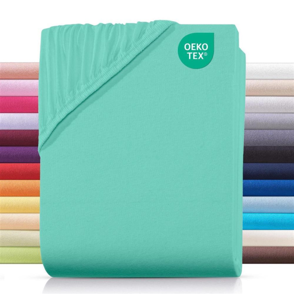 Jersey Spannbettlaken 200x200 cm aus 100% Baumwolle – Mint