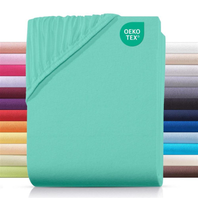 Jersey Spannbettlaken 200x200 cm aus 100% Baumwolle – Mint