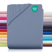Jersey Spannbettlaken 90x200 cm aus 100% Baumwolle – Rauchblau