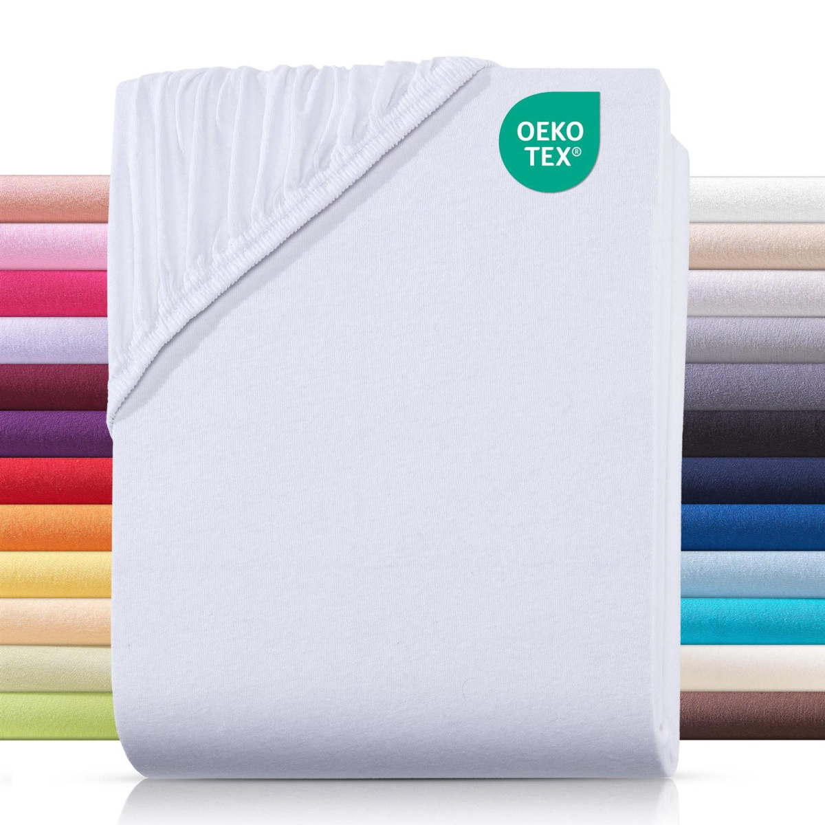 Jersey Spannbettlaken aus 100% Baumwolle Weiß 200 x...