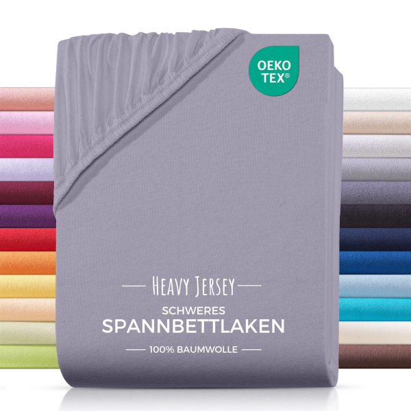 Heavy Jersey Spannbettlaken aus 100% Baumwolle Grau 90 x 200 cm