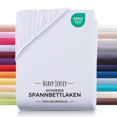 Heavy Jersey Spannbettlaken aus 100% Baumwolle Weiß 140 x 200 cm