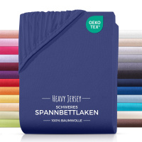 Heavy Jersey Spannbettlaken aus 100% Baumwolle Navy 160 x 200 cm