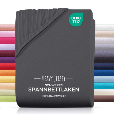 Heavy Jersey Spannbettlaken aus 100% Baumwolle Anthrazit 180 x 200 cm