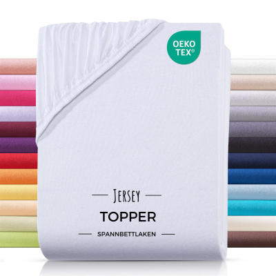 Jersey Topper Spannbettlaken aus 100% Baumwolle Weiß 160 x 200 cm