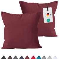 Renforce Kissenbezug im 2er Set aus 100% Baumwolle - Uni Bordeaux 40x40 cm