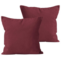 Renforce Kissenbezug im 2er Set aus 100% Baumwolle - Uni Bordeaux 40x40 cm