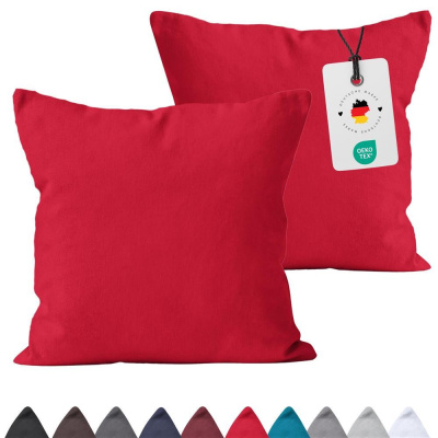Renforce Kissenbezug im 2er Set aus 100% Baumwolle - Uni Rot 40x80 cm