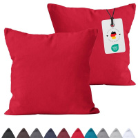 Renforce Kissenbezug im 2er Set aus 100% Baumwolle - Uni Rot 40x80 cm