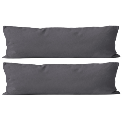 Renforce Seitenschläferkissen Bezug 40x145 cm im 2er Set aus 100% Baumwolle - Uni Anthrazit