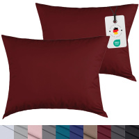 Mikrofaser Kissenbezug im 2er Set aus 100% Polyester - Uni Bordeaux 40x80 cm