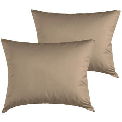 Mikrofaser Kissenbezug im 2er Set aus 100% Polyester - Uni Nougat 40x80 cm