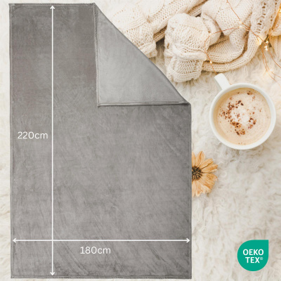 Kuscheldecke Cashmere Touch aus 100% Mikrofaser Grau 180x220 cm