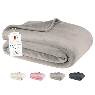 Kuscheldecke Cashmere Touch aus 100% Mikrofaser Grau 180x220 cm