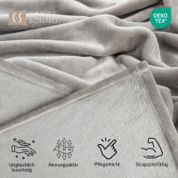 Kuscheldecke Cashmere Touch aus 100% Mikrofaser Grau 180x220 cm