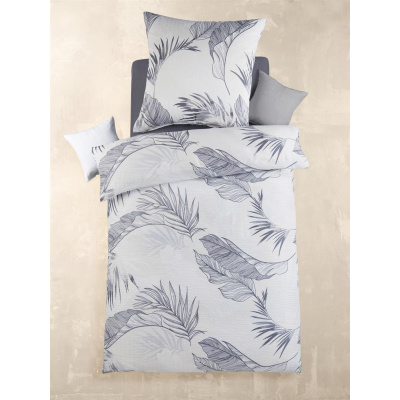 Seersucker Bettwäsche 135x200 cm aus 100% Polyester – Floral Grau Blau