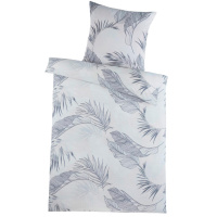 Seersucker Bettwäsche 135x200 cm aus 100% Polyester – Floral Grau Blau