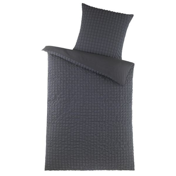 Seersucker Wende-Bettwäsche 135x200 cm aus 100% Polyester – Anthrazit