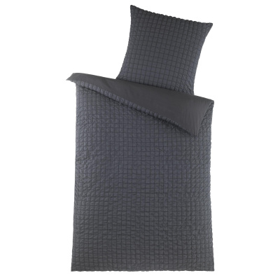 Seersucker Wende-Bettwäsche 135x200 cm aus 100% Polyester – Anthrazit