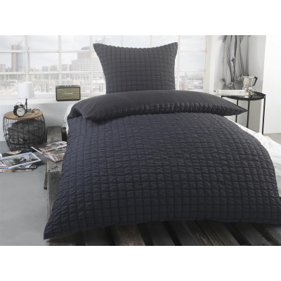 Seersucker Wende-Bettwäsche 135x200 cm aus 100% Polyester – Anthrazit
