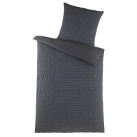Seersucker Wende-Bettwäsche 135x200 cm aus 100% Polyester – Anthrazit
