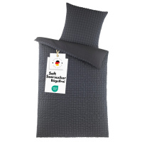 Seersucker Wende-Bettwäsche 135x200 cm aus 100% Polyester – Anthrazit