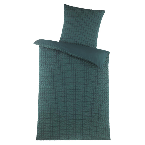 Seersucker Wende-Bettwäsche 135x200 cm aus 100% Polyester – Grün