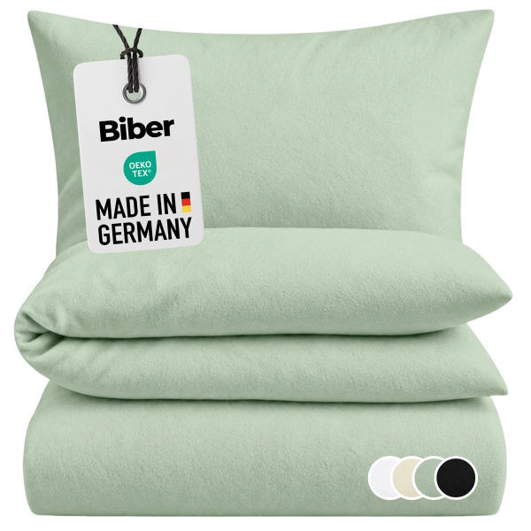Biber Bettwäsche aus 100% Baumwolle – Salbeigrün