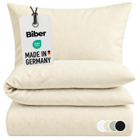 Biber Bettwäsche aus 100% Baumwolle – Beige Uni