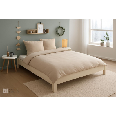 Biber Bettwäsche 135x200 cm aus 100% Baumwolle – Beige Uni