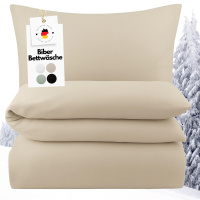 Biber Bettwäsche 135x200 cm aus 100% Baumwolle – Beige Uni