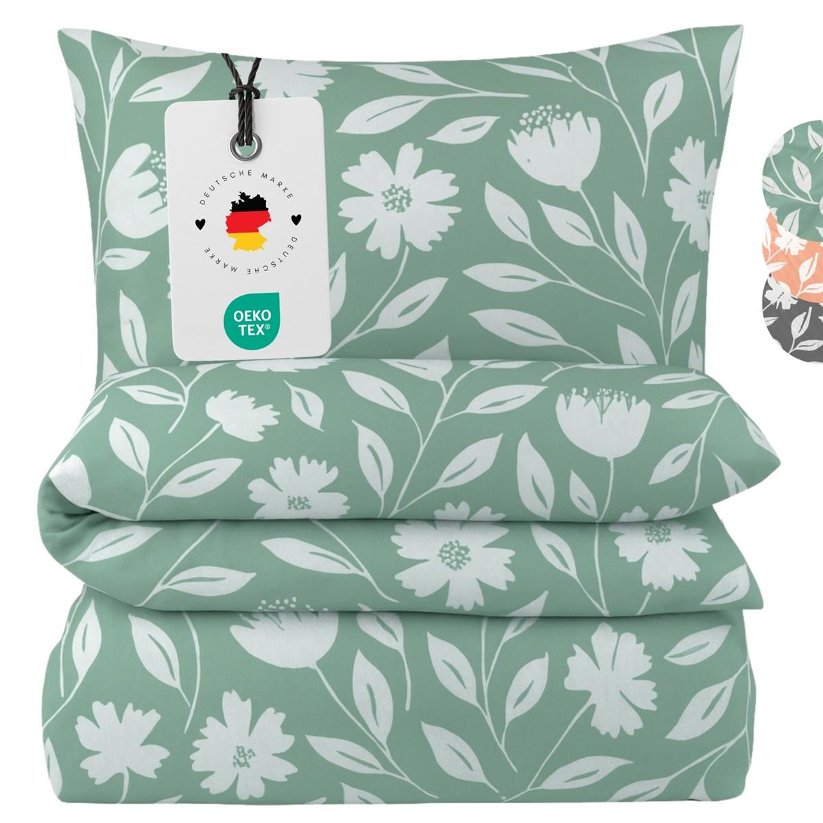 Perkal Bettwäsche aus 100% Baumwolle – Floral
