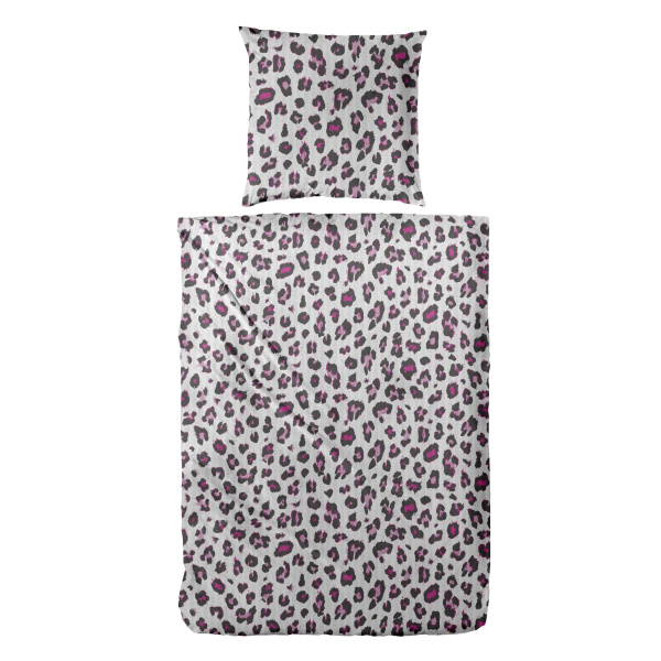 Seersucker Bettwäsche aus 100% Baumwolle – Leopard Grau