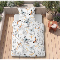 TENCEL™ Lyocell Bettwäsche 135x200 cm aus 100% Lyocell – Schmetterlinge Floral