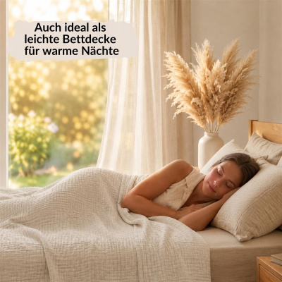 Musselin Decke 150x200 cm aus 100% Baumwolle – Einfarbig Leinen