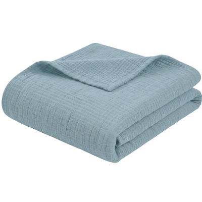 Musselin Decke 150x200 cm aus 100% Baumwolle – Einfarbig Jeans Blau