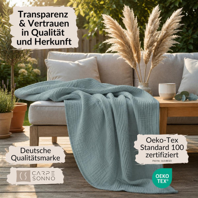 Musselin Decke 150x200 cm aus 100% Baumwolle – Einfarbig Jeans Blau