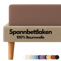 Jersey Spannbettlaken 140x200 - 160x200 cm aus 100% Baumwolle – Braun