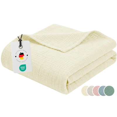 Musselin Decke 150x200 cm aus 100% Baumwolle – Einfarbig Creme