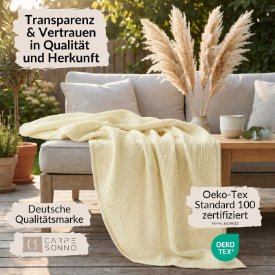 Musselin Decke 150x200 cm aus 100% Baumwolle – Einfarbig Creme