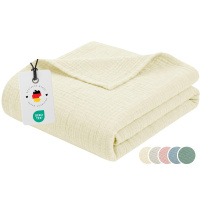 Musselin Decke 150x200 cm aus 100% Baumwolle – Einfarbig Creme