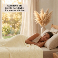Musselin Decke 150x200 cm aus 100% Baumwolle – Einfarbig Creme